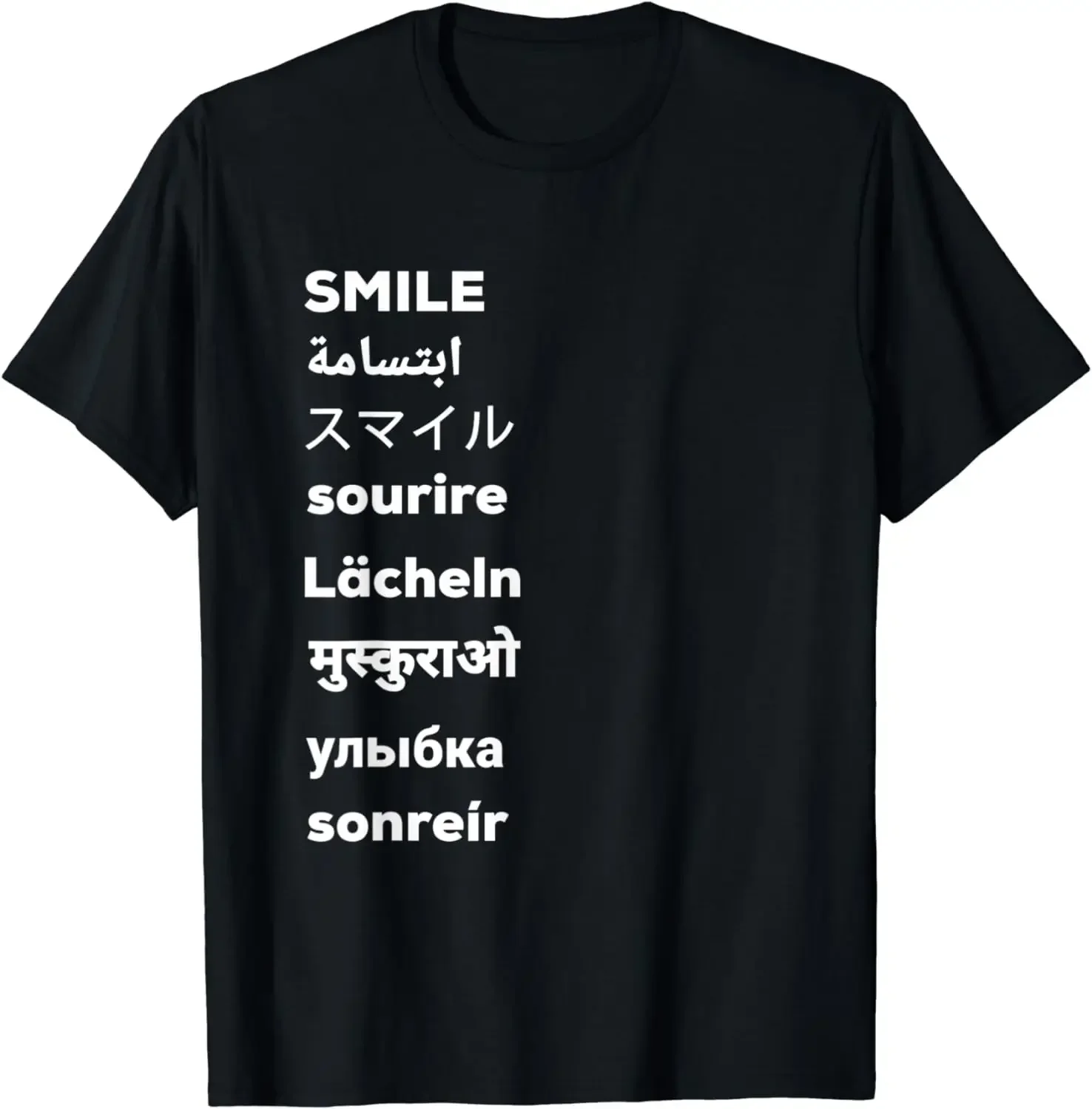 T Shirts Smile Multi Language Written Gift for Men harajuku men's t-shirts Funny Optimism Tops Graphic Women Clothing oversized