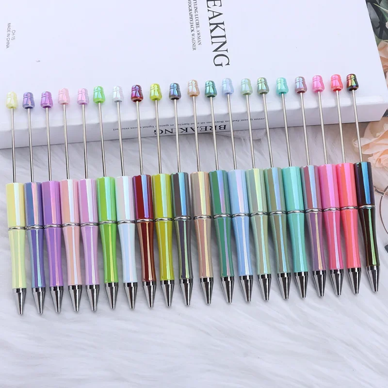 

50pcs DIY Colorful Ball Pen Electroplated Rod Gradient Beaded Pens Colorful Beaded Pen Japanese Stationery Kawaii Stationery