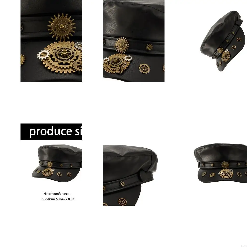 

L5ya Dark Pu Cabbie Hat Gear Painter Hat Baker Boy Hat для уличной прогулки Dark Fashion Hat реквизит
