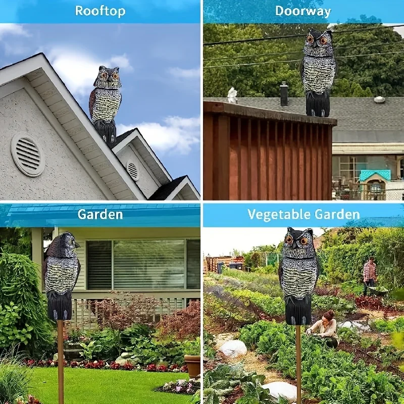 Outdoor Garden Decoration Imitation Owl Bird Repellent 360 Degree Rotation No Power Required Courtyard Rat Repellent Ornament