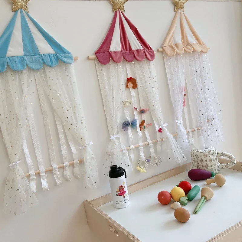 ins circus large capacity dust hairpin storage star decoration baby hair accessories headband rubber band finishing wall hanging