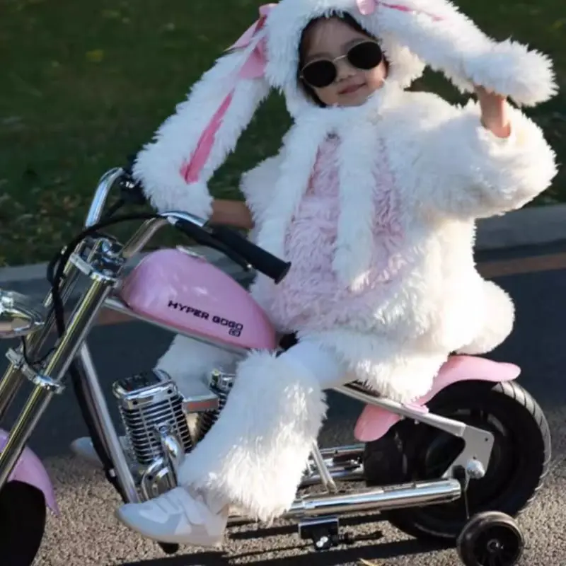 

Kawaii Children Plush Rabbit Cosplay Costume Cute White Tops Pants Hat Animals Set Girls Halloween Party Outfits Cartoon Costume