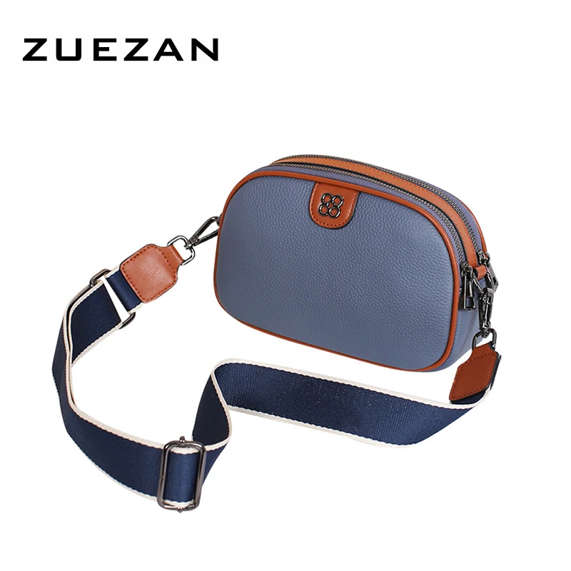 2 Straps, 2 Compartments, Roomy Shell Bag, Women Genuine Leather Messenger Bag, Female Shoulder Cross-body Bag, Q005