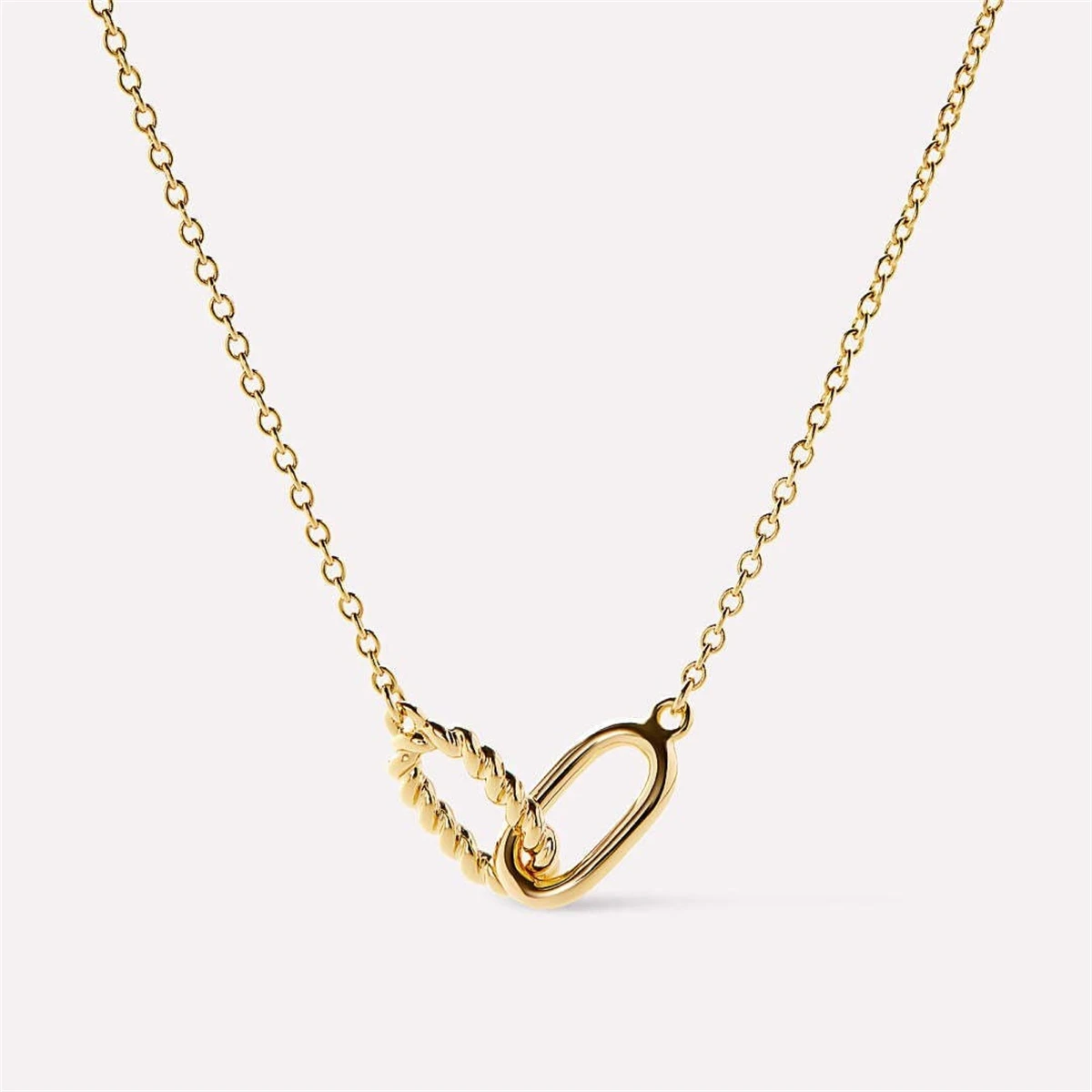 

Ins design style double ring necklace with interlocking circles, pendant collarbone chain, women's fashionable stainless steel