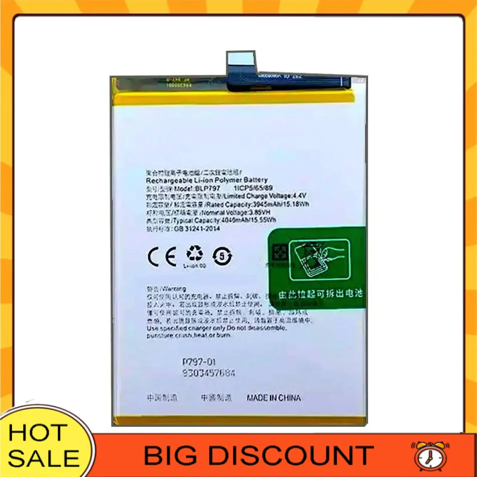 

Mobile Phone Battery BLP797 For Oppo A73 5G PD2161 A72N 2020 High Capacity 4040Mah