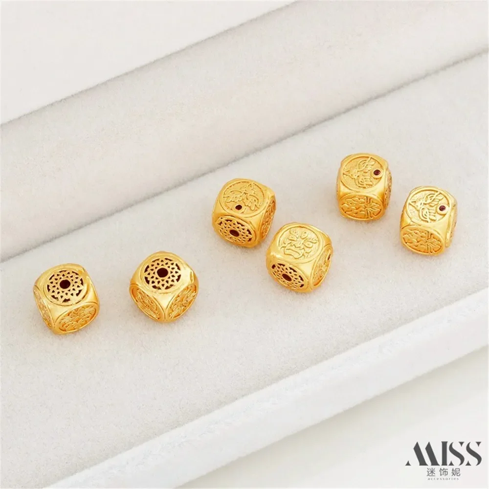 Ancient Matte Gold and Color Sifang God of Wealth Sibao Road Tongzakiram Transfer Bead-separated DIY Bracelet Accessories
