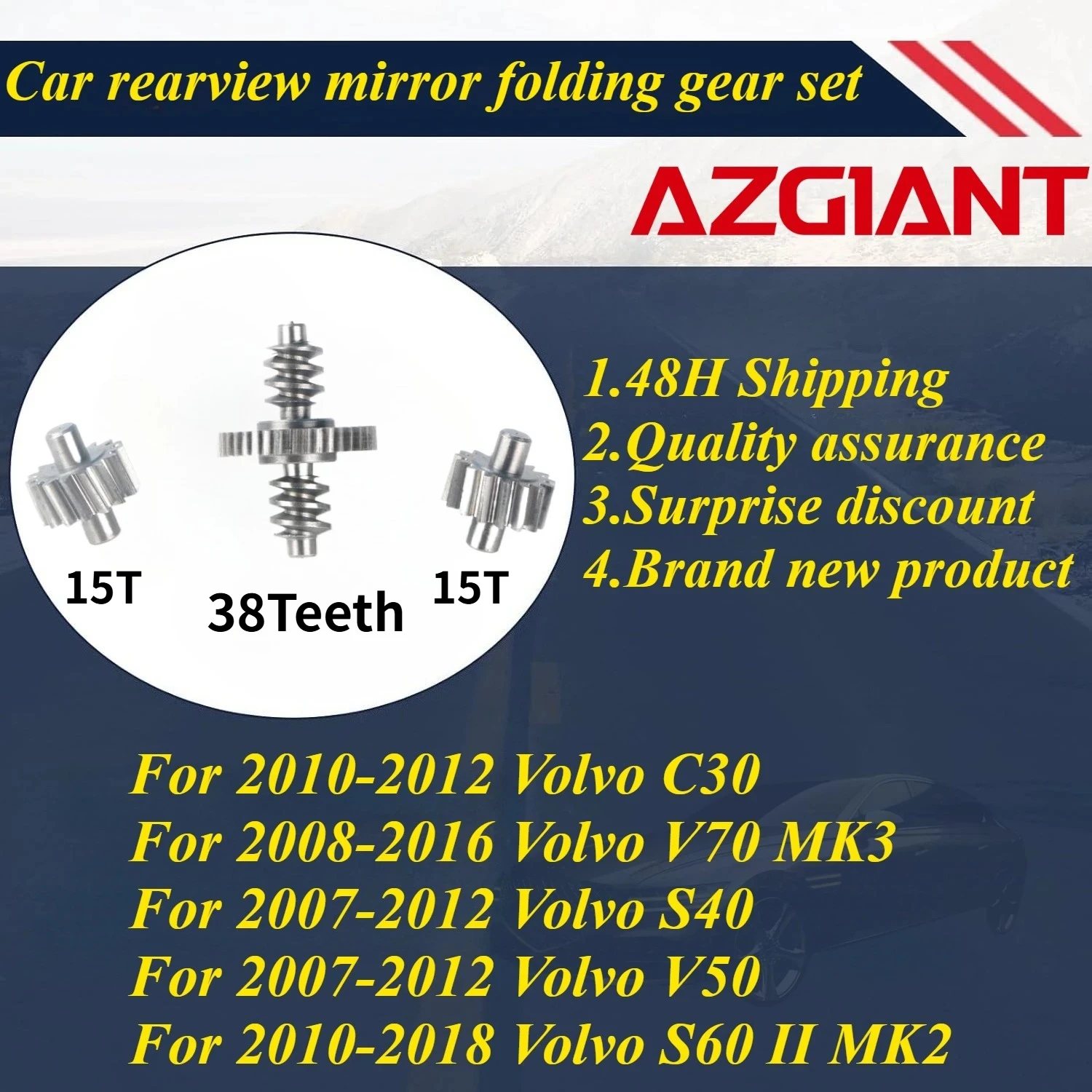 

AZGIANT Car rearview mirror folding gear set for Volvo C30/V70 MK3/S40/V50/S60 II MK2 New high quality replacement parts OEM