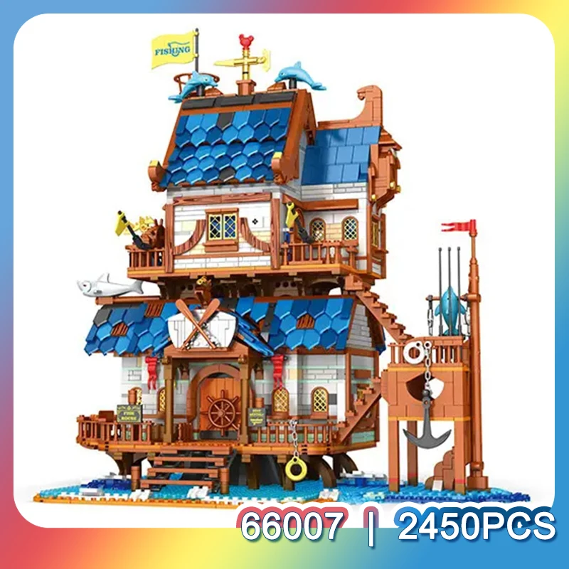 MOC Medieval Castle & Fisherman's Wharf Building Blocks Modular European Street Scene Tree House Model Bricks Creative 3D