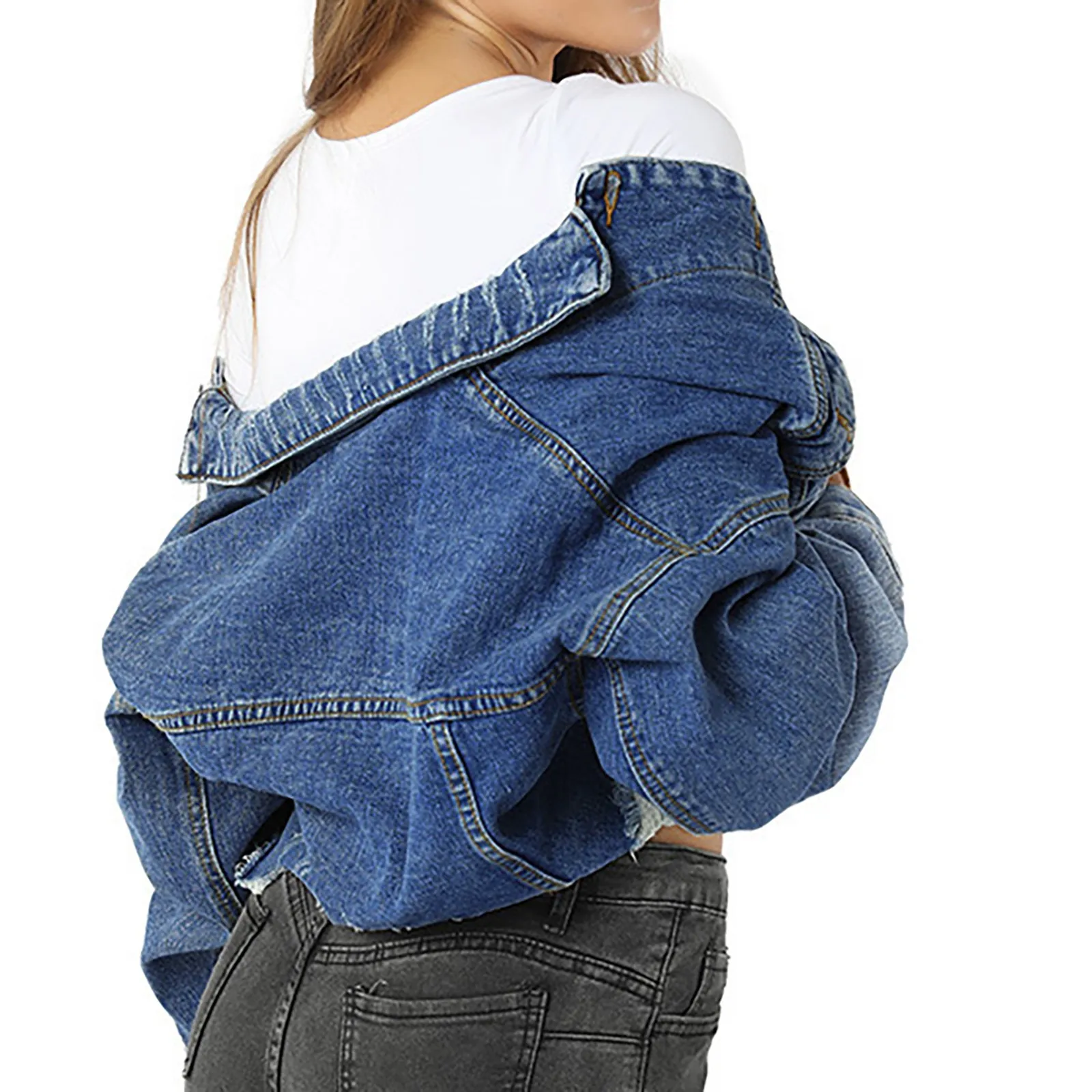 Cropped Denim Jackets Coats Short Black Blue Jeans Jacket 2023 Autumn Korean Fashion Outerwear Women\'s Denim Jacket Crop Tops