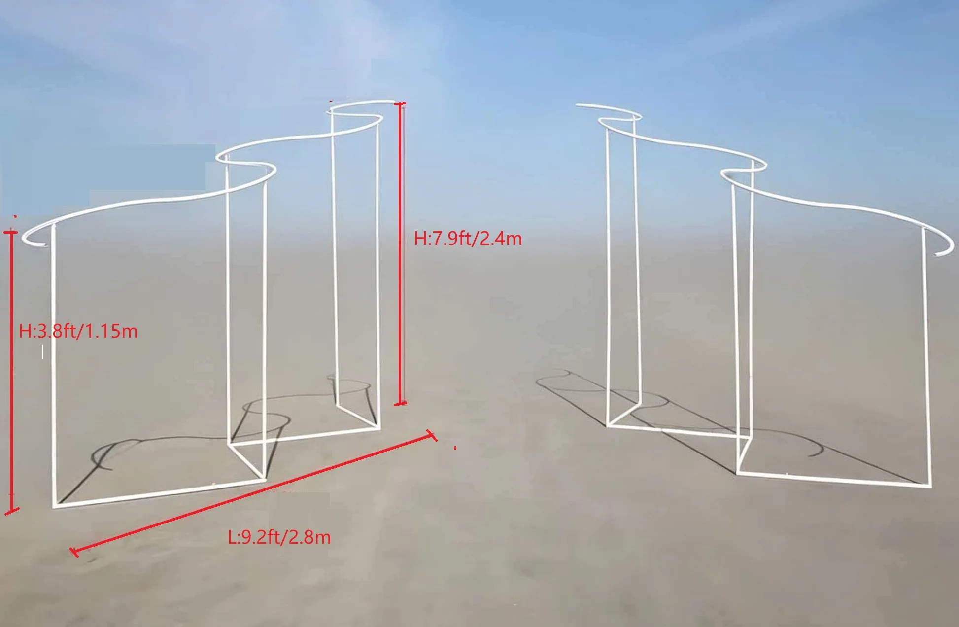 2 Stück Wellenbogenhalterung Metall-Hintergrundvorhang für Hochzeits- und Veranstaltungsbühnendekoration Beliebtes Design Stoffvorhang – Detail 7