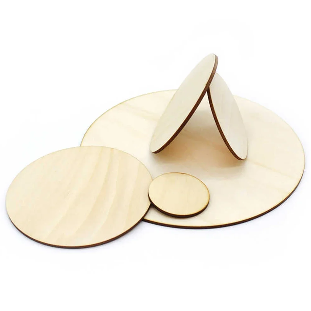 1/4/10Pcs Round Wooden Chips Dia 50/80/100/120/140/150/200/250/300/400mm DIY Handmade Material Thin Wooden Board Thickness 3/5mm
