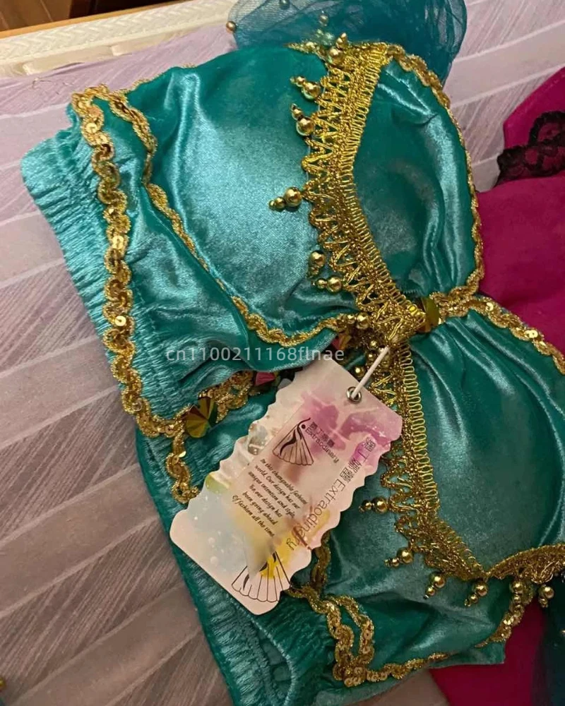 Disfraz de danza del vientre para mujer adulta, conjunto de princesa de Anime de Halloween para actuaciones en escenario y fiestas, conjunto de 4 piezas