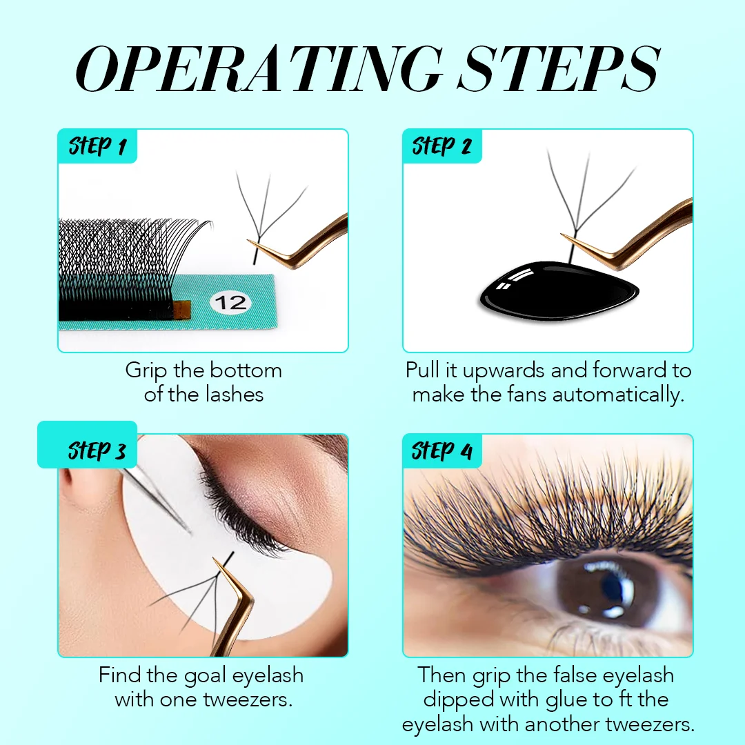 바발래쉬 W형 속눈썹 연장 3D 4D 5D 6D 8D 속눈썹 자연스러운 부드러운 프리메이드 팬 래쉬 익스텐션