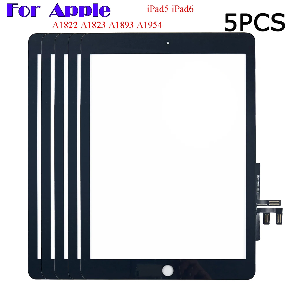 

5PCS For Apple iPad 5 iPad 6 A1822 A1823 A1893 A1954 iPad5 iPad6 2017 2018 Touch Screen Digitizer Sensor Outer Glass Panel