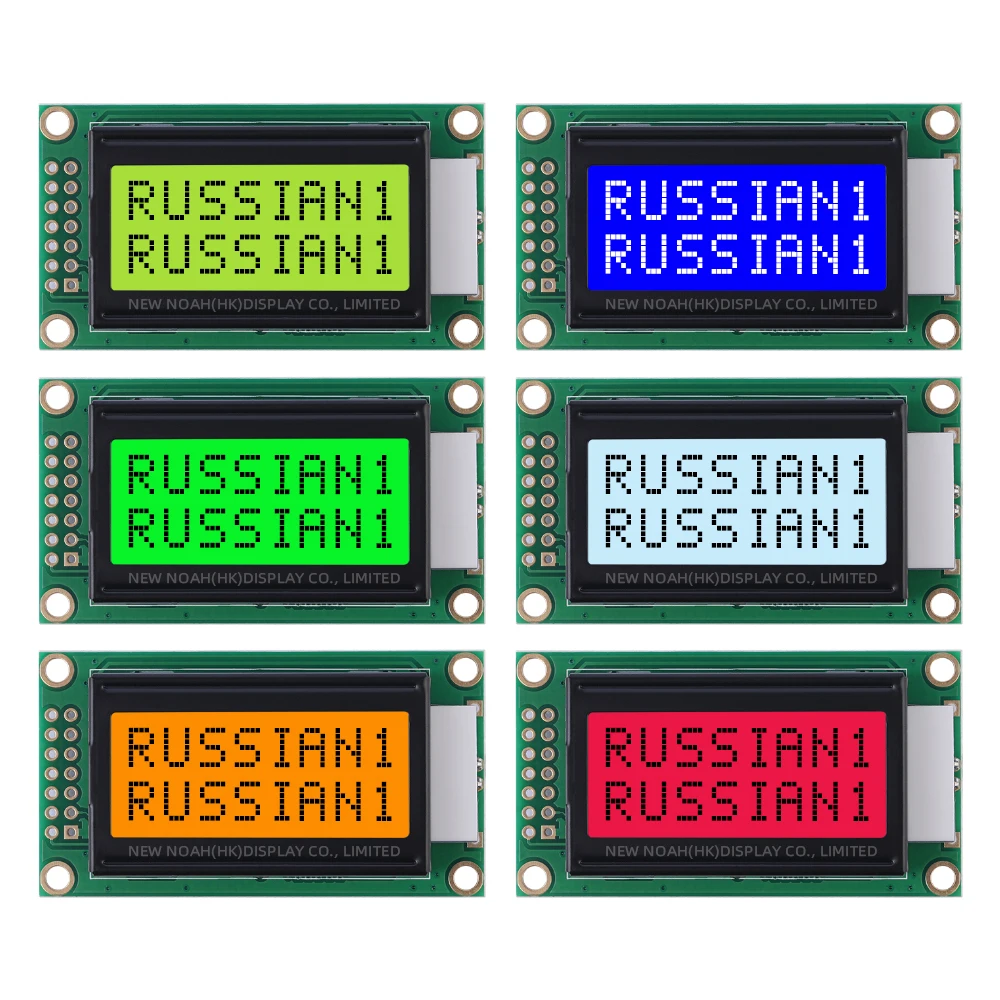 러시아 아이스 블루 필름 블랙 문자 LCD 모듈, 0802B-2 문자, 02X08 LCD 14 핀, 58X32Mm, 3 년 보증 LCM 디스플레이 모듈