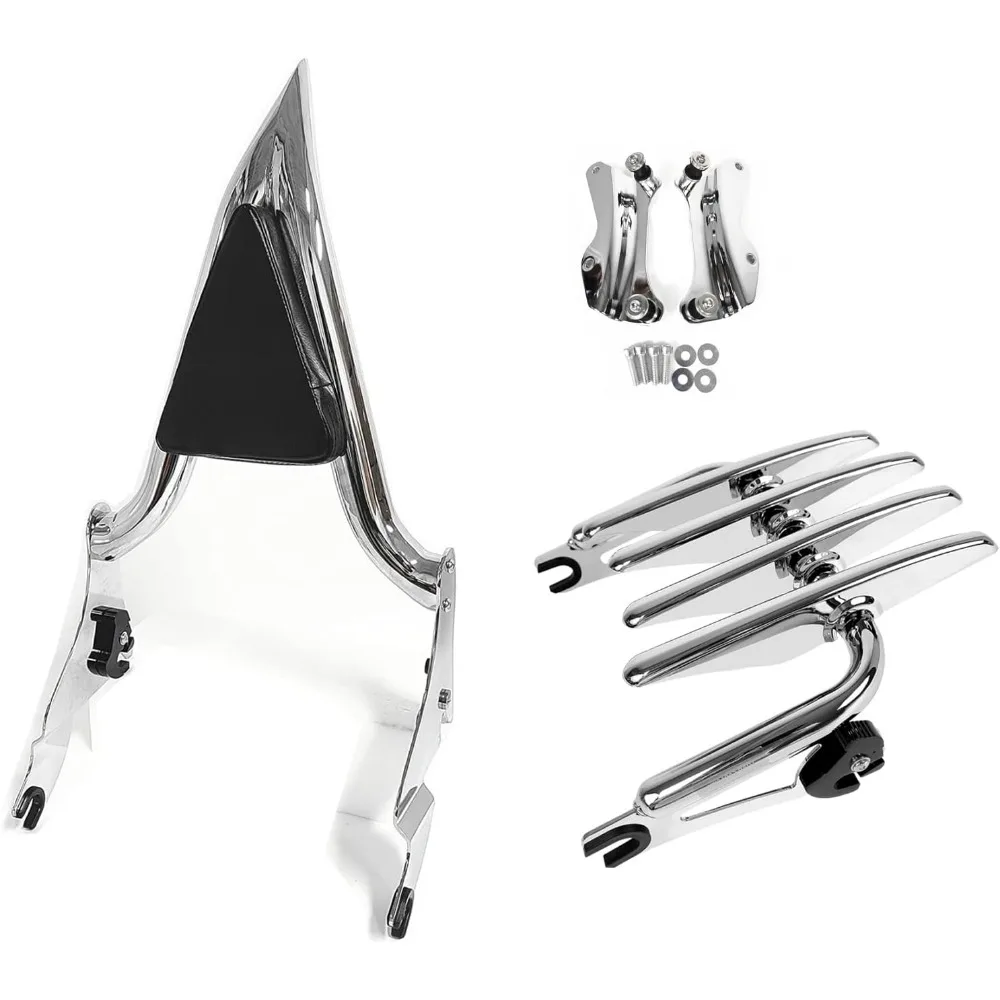 

14-23 Chrome Detachable Sissy Bar & Luggage Rack & Docking Hardware Kits Compatible for Harley Touring Models Street Glide Road