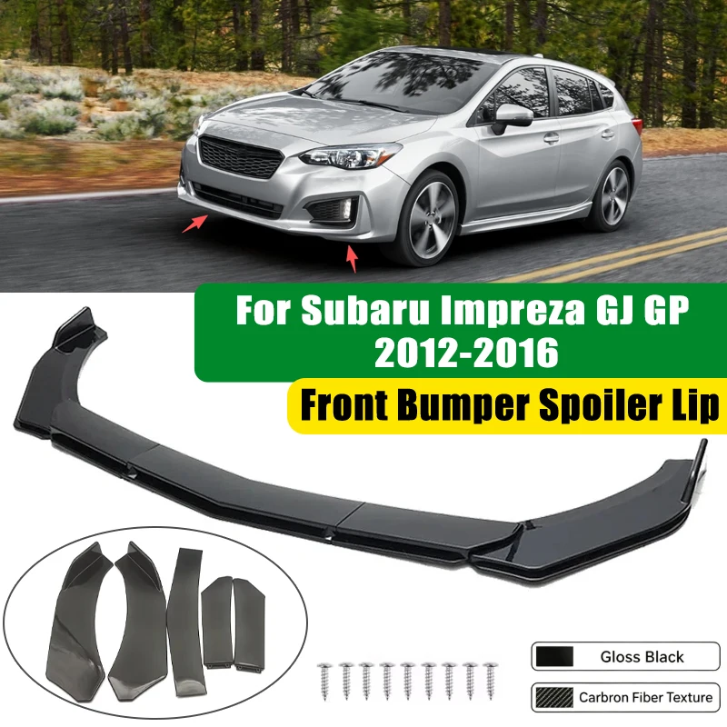 For Subaru Impreza GJ GP 2012-2016 5Pcs ABS Car Front Bumper Lip Spoiler Splitter Body Kit Canard Tuning Accessories