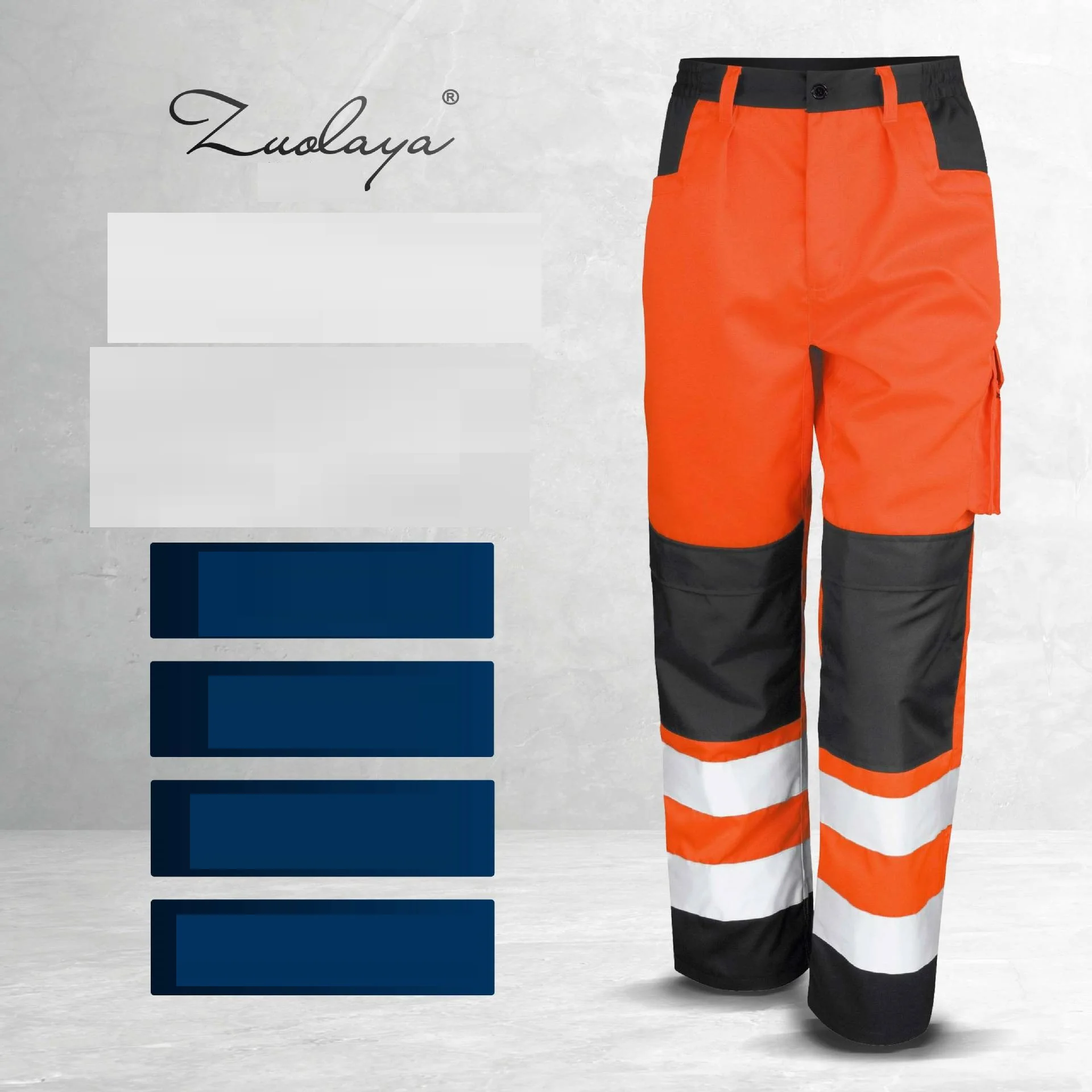 Reflective Stripe Multi Pockets Work Pants Cotton Men\'s Construction Engineering Coal Miner Work Trousers Safety Working Pants