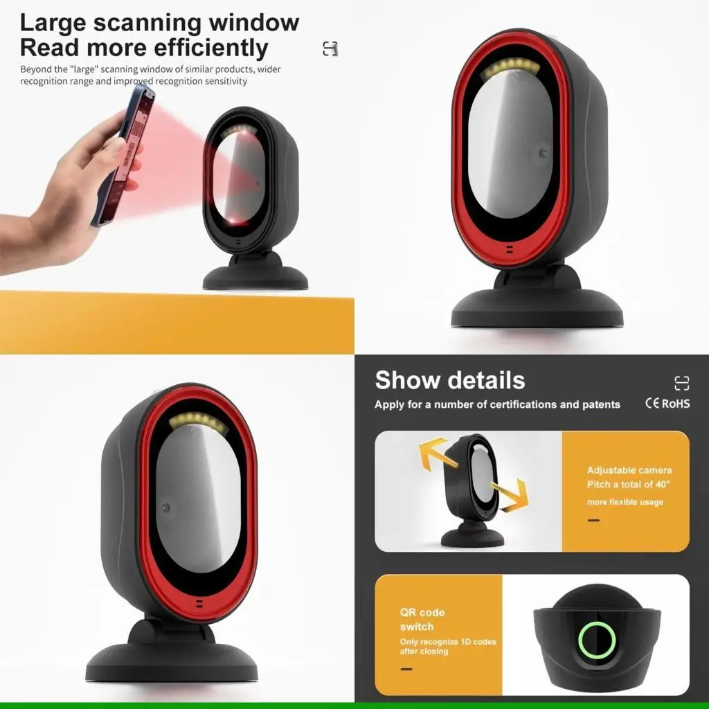 U55C Advanced CMOS Global Exposure Barcode Scanner Omnidirectional Reading 5V Power