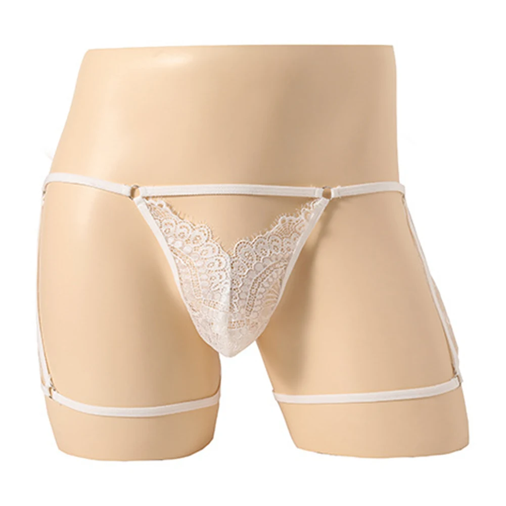 Sous-vêtement slim en dentelle pour homme, lingerie fine, string G, culotte pliable