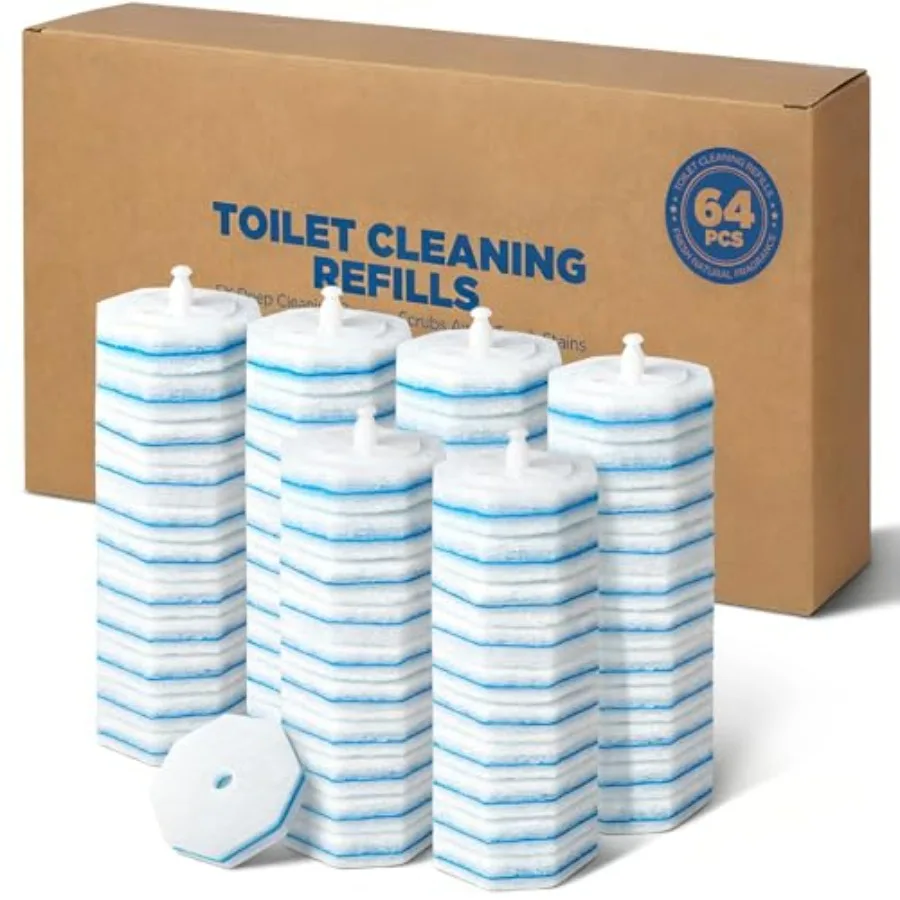 

64 Count Toilet Wand Refills for Clorox Toilet Wand, 5X Cleaning Power Toilet Bowl Cleaners with Exclusive Formula, High-Densit