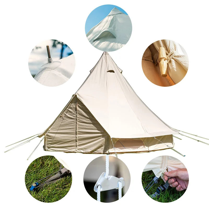 

4*4 м 100% хлопок пирамида большая палатка с колокольчиком для юрта водонепроницаемые уличные роскошные палатки для глэмпинга