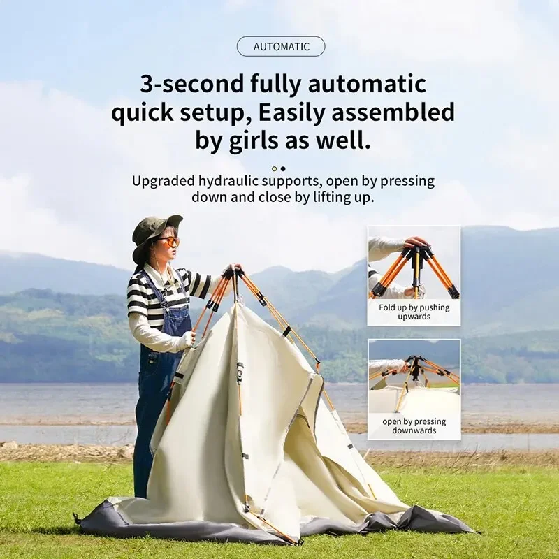 Outdoor Folding Tent Fully Automatic Quick Opening Tent 3-4 Person Self Driving Camping Tent Rain Proof Sun Proof Portable