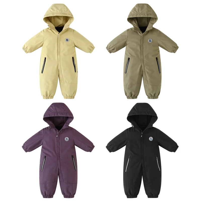 Kinder-Skianzug Winter Herbst Plus Samt Jungen-Jumpsuit Warme Kinderkleidung Wasserdichter Baby-Mantel mit Kapuze Jungen-Schneeanzug 1-5 Jahre – Detail 4