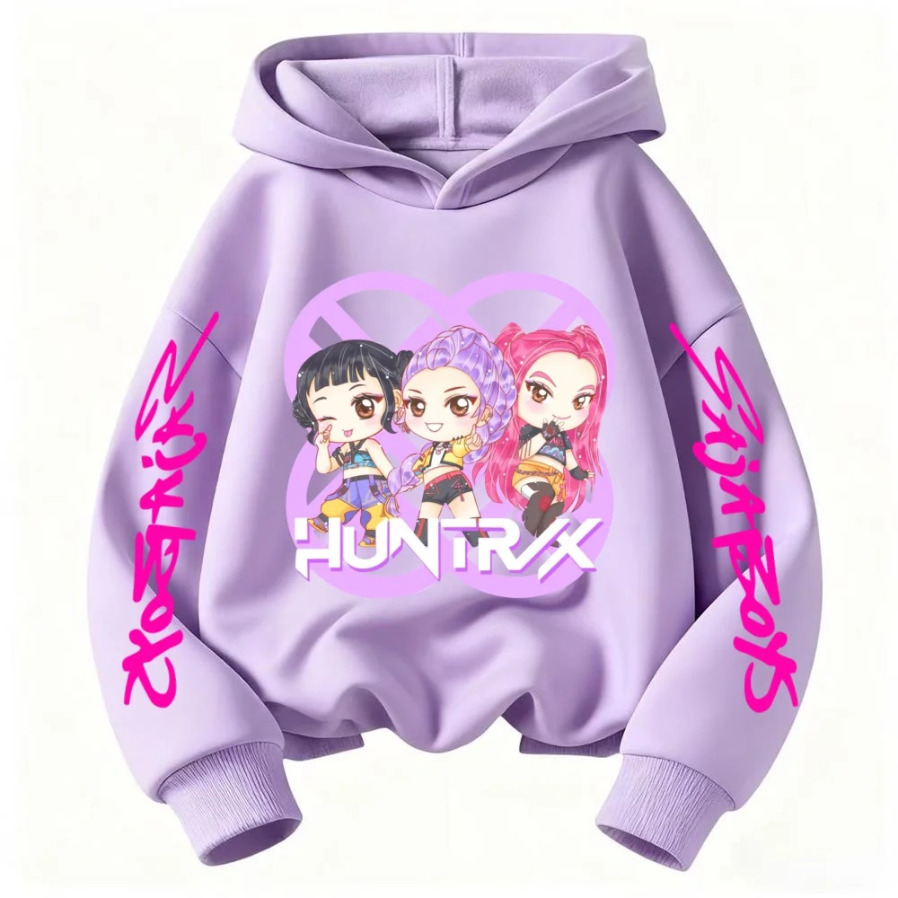 

2026 Children's Kpop Devil Hunter Pattern Sportswear Girl Fashion Cute Sweet Cartoon Printed Casual Hoodie