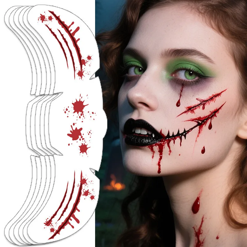 

1Pc Halloween Christmas Hot Stamping Freckles Face Tattoo Sticker Makeup Demon Scar Vine Temporary Stickers DIY Face Makeup