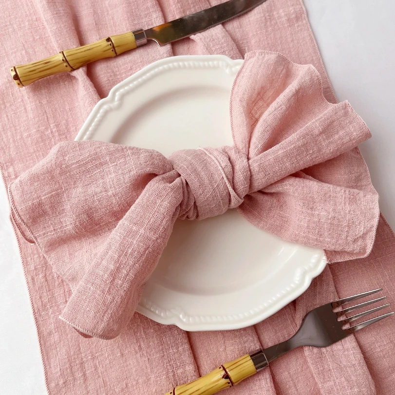 

Set of6 Cotton Cloth Napkins Gauze 30x30cm Fabric for Wedding Decor Everyday Use Dinner Tea Towel Table Village Christmas Napkin