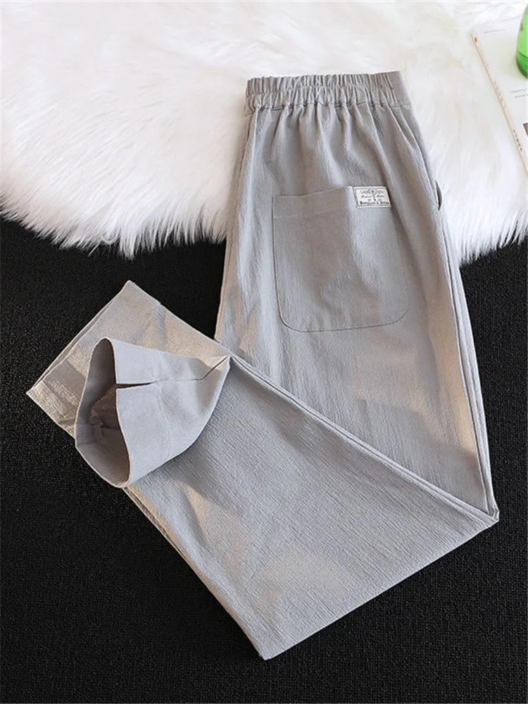 

Летние тонкие мужские повседневные брюки: охлаждающие, дышащие, укороченные, свободного прямого кроя, в корейском стиле, модные, легкие