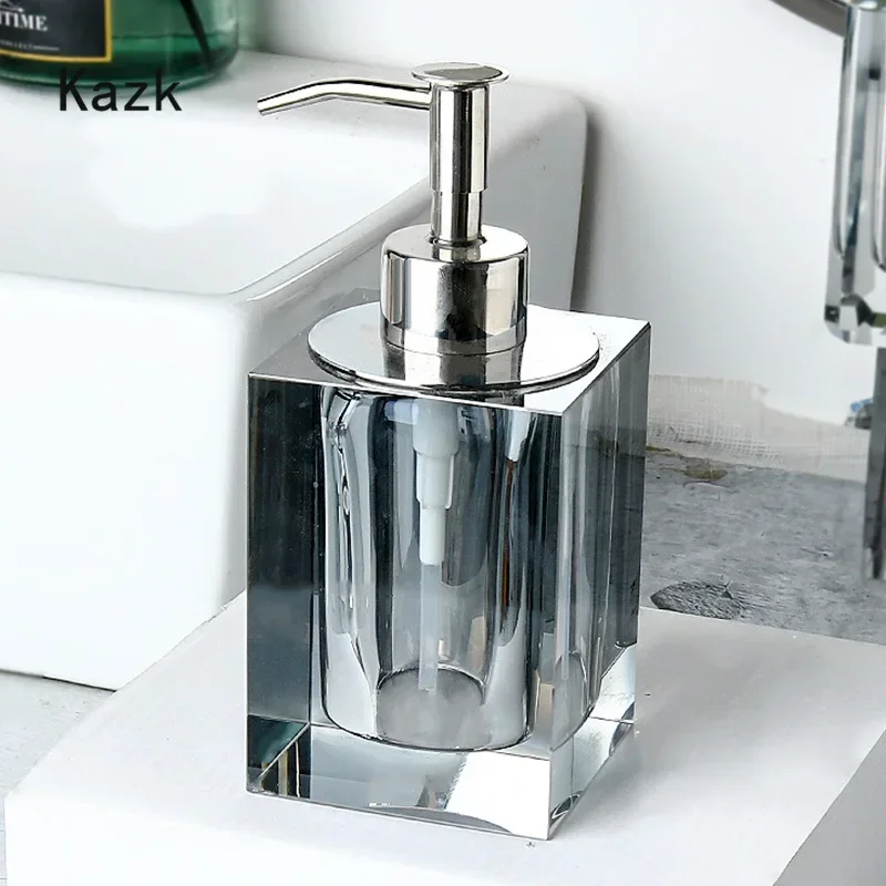 Light Luxury Crystal Glass Shampoo Bottle Bathroom Accessories Press Type Shampoo Dispenser Bottles Kitchen Empty Soap Bottle