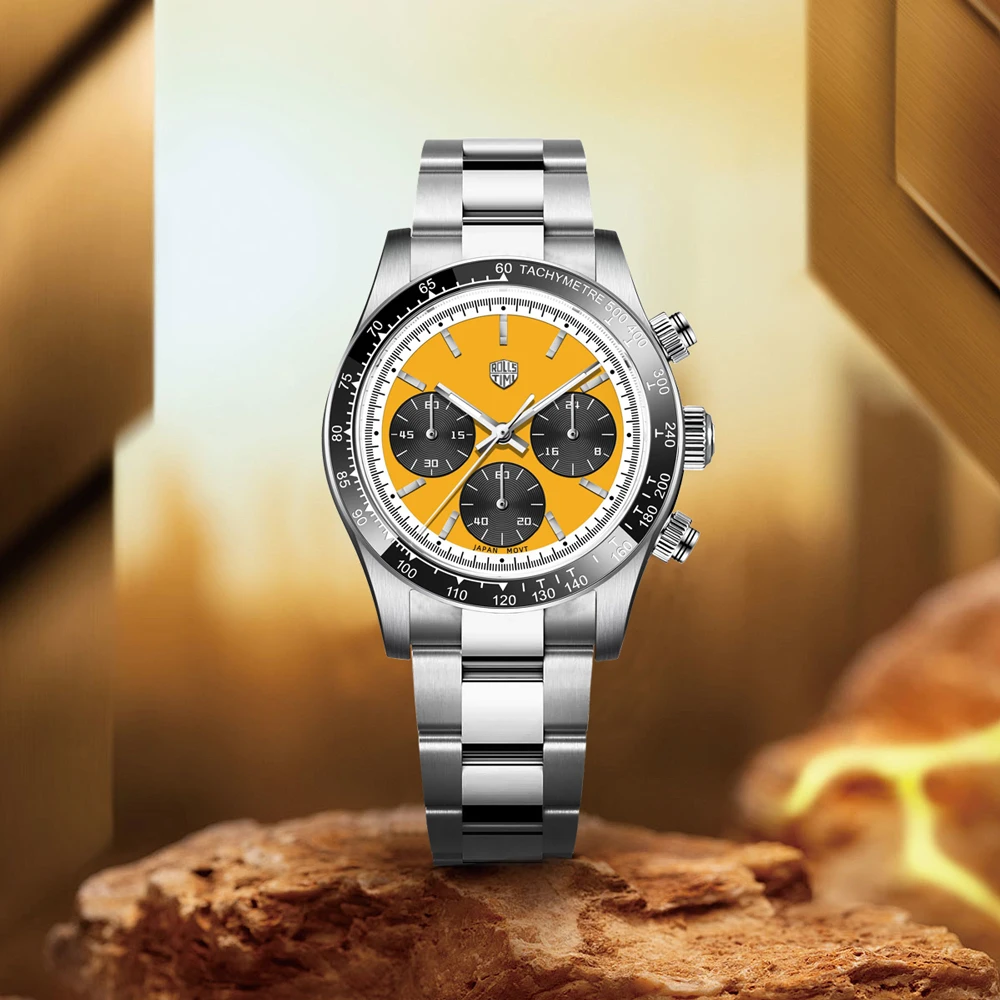 

2025 New RollsTimi Men's Watches Luxury Quartz Chronograph Watch For Men Speed Wristwatches Ceramic Bezel AR Sapphire Waterproof