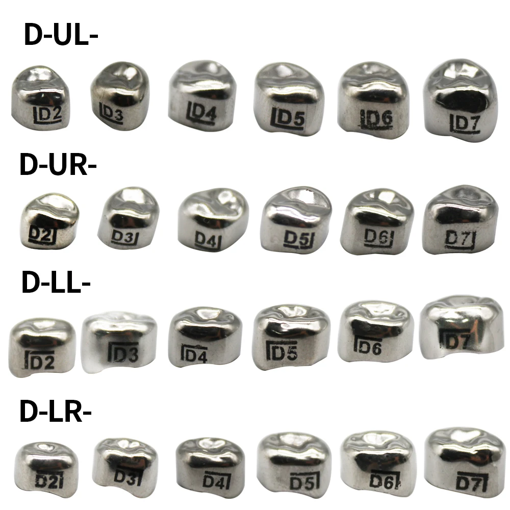 5 ชิ้น/กล่องเด็กมงกุฎสแตนเลสหลัก Molar Crown Preformed มงกุฎโลหะกล่องแพคเกจ