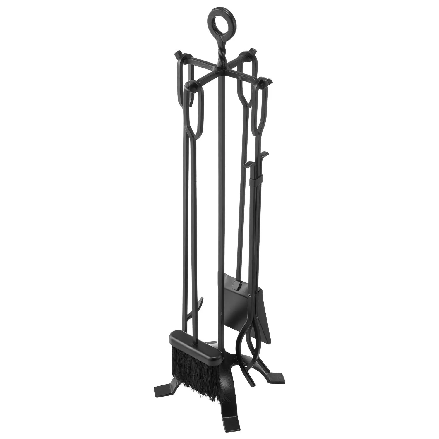 

VEVOR Fireplace Tool Set, 5 PCS Fire Tool Set and Holder with Four-Prong Stand, Tongs, Ash Shovel, Brush, Fire Place Poker, Wrou