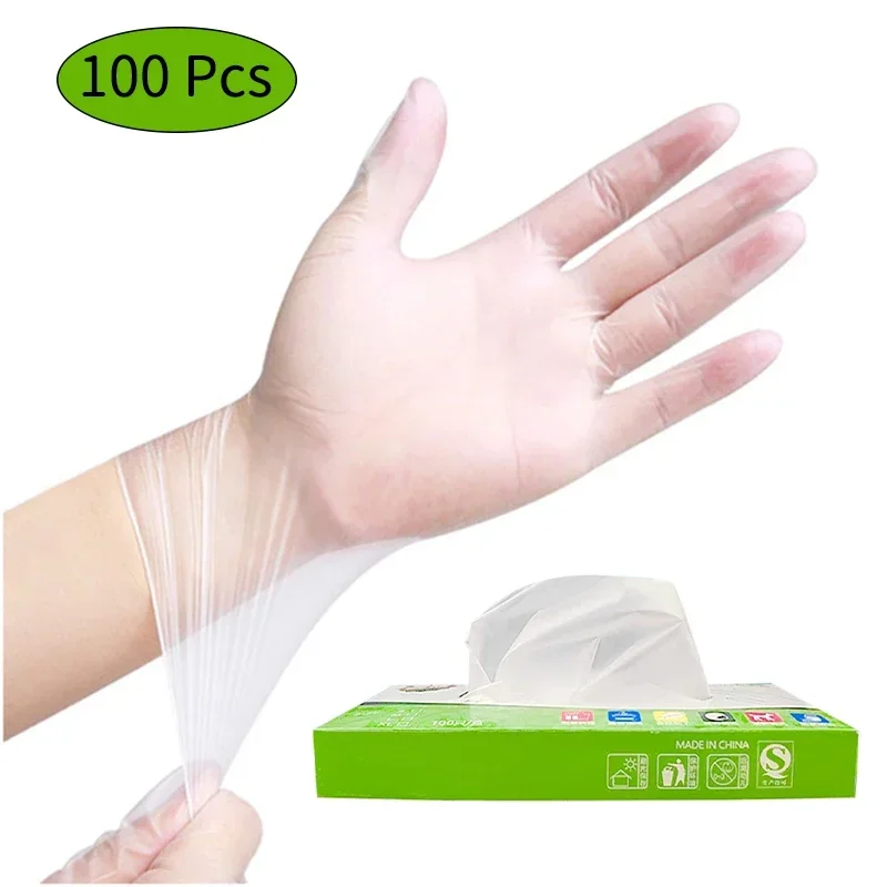 

100Pcs/box Latex Free Gloves TPE Disposable Gloves Transparent Non-Slip Acid Work Safety Food Grade Household Cleaning Gloves