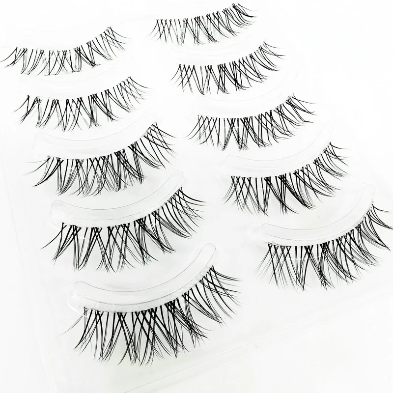 5Pair False Eyelashes Naturally Simulated Thick Transparent Stem Fake Eyelashes Glimmer Beginner Makeup Tools Lashes