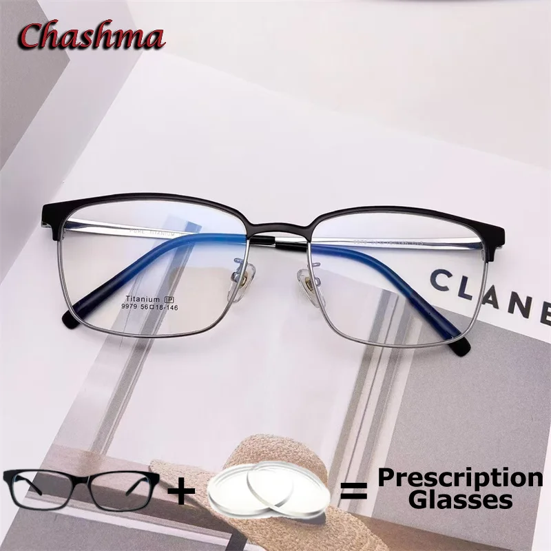 

Men Pure Titanium Optical Prescription Glasses Blue Ray Block Multifocal Progressive Lenses Fashion Wide Spectacle for Men