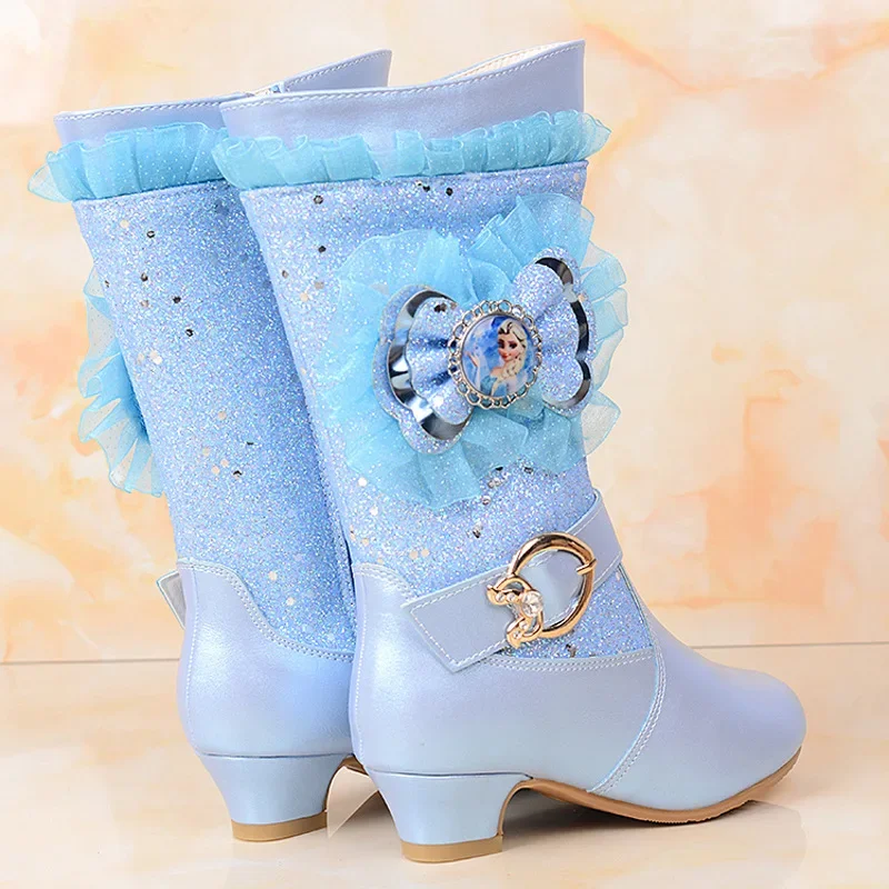 Disney meninas dos desenhos animados bota congelada elsa princesa moda botas sapatos infantis