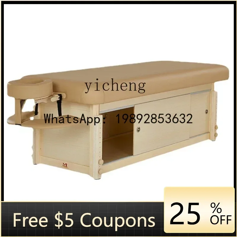 

H24 Fixed Massage Couch Lifting Cabinet with Bed Storage Organizer Beauty Salon Massage Body