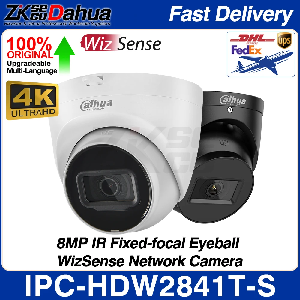 

Dahua Original IPC-HDW2841T-S 8MP 4K Eyeball WizSense Network IP Camera IR 30M built-in MIC SD Slot SMD Plus IVS POE H.265 IP67