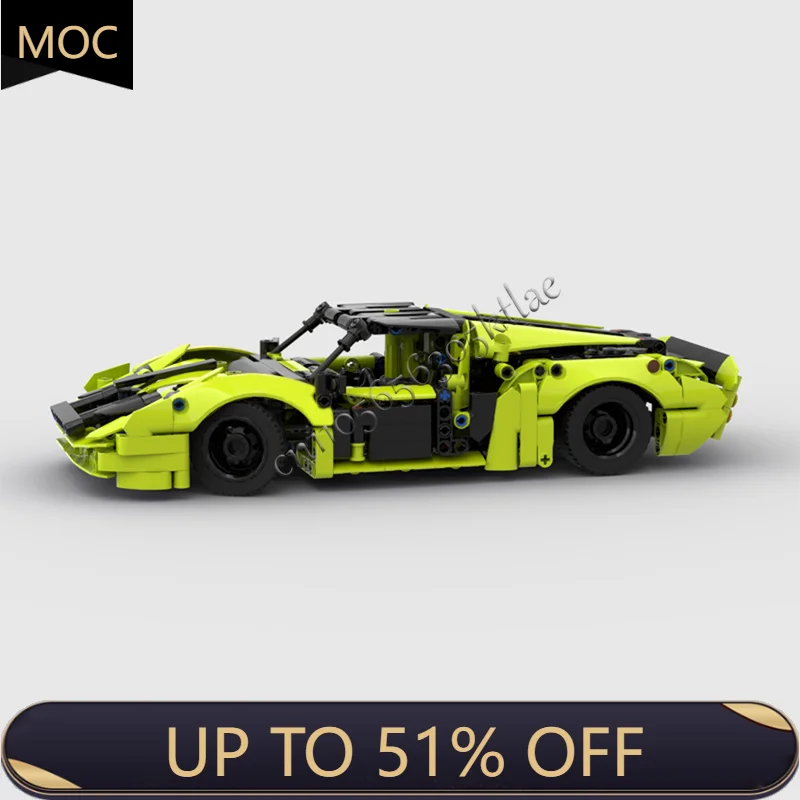 

731 PCS MOC Technology Racing Green Supercar Model Building Block Speed Vehicle Bricks Toys For Kids Adult Useful Festival Gifts