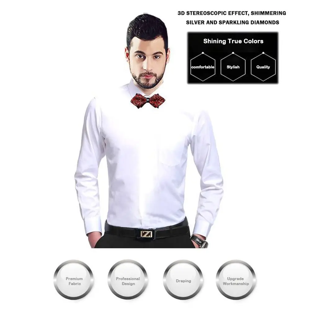 

Модные предварительно завязанные джентльменские галстуки, изысканные элегантные галстуки-бабочки, смокинг со стразами, аксессуары, галстук для мужчин