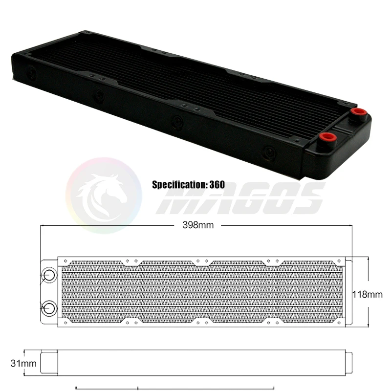 PC Wasserkühlung Kühler Aluminium für CPU GPU RAM Kühlkörper Austauscher Lüfter Kühler 60/80/90/120/240/360mm Schwarz/Weiß