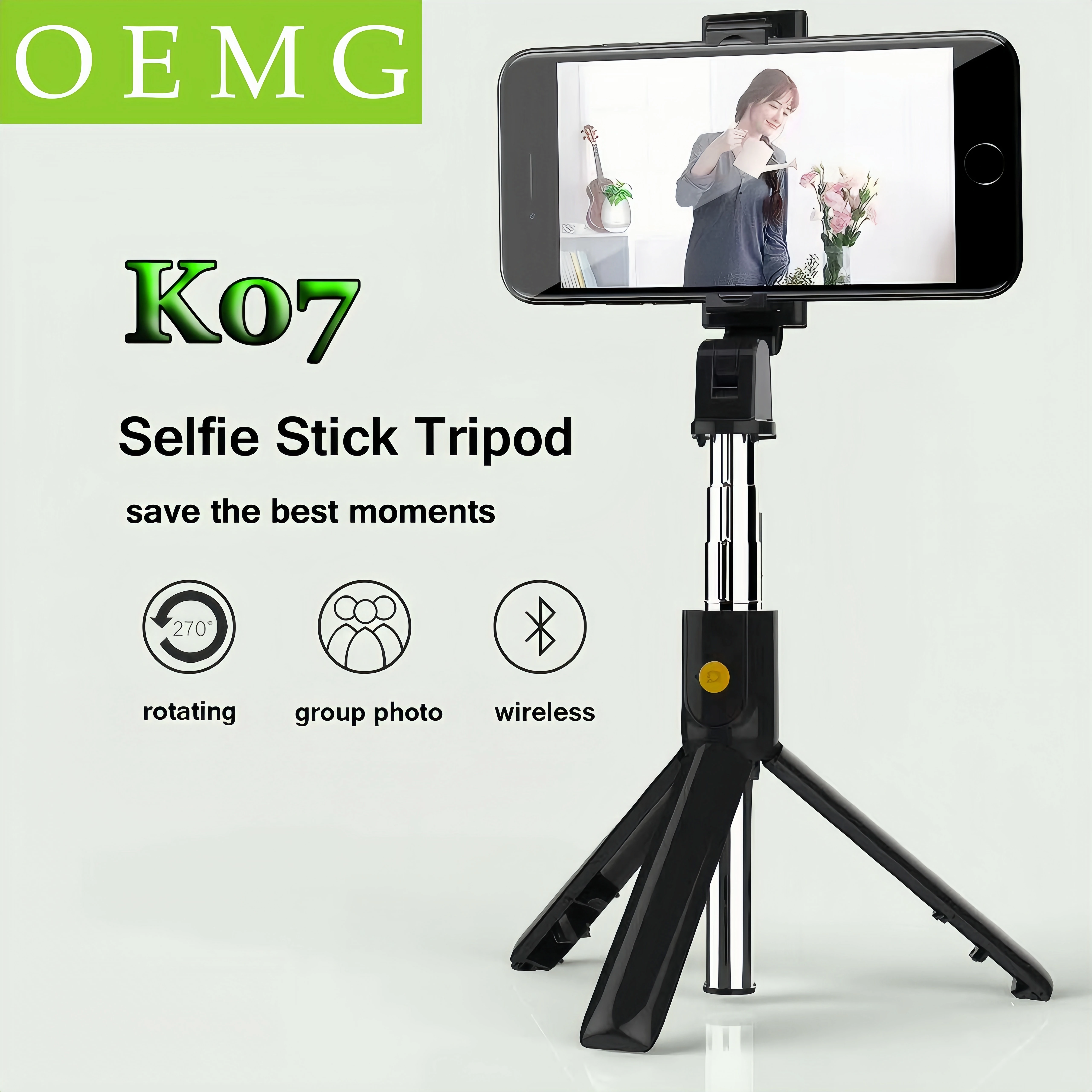 

Selfie stick, Bluetooth remote control, aluminium alloy tabletop mobile phone holder, compact and portable, travel live broadcas