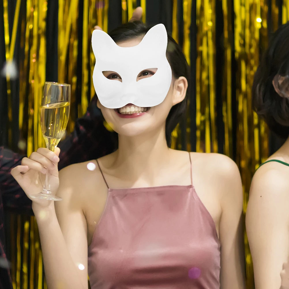 

4pcs Blank Masks Handmade Diy Paper Mask For Painting Craft Art Masquerade Party Decor Unpainted White Mask Prop Halloween