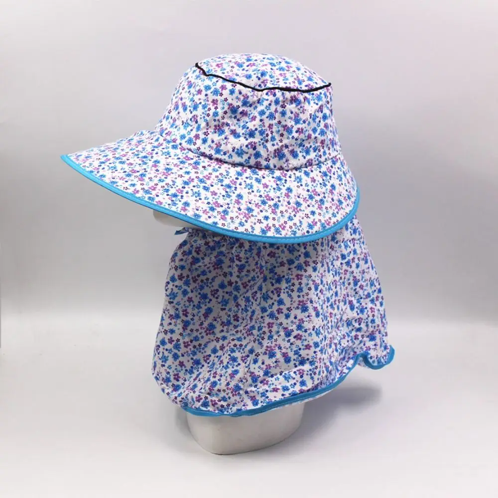 Neue Breite Krempe Sonnenschutz Hut Gesicht Hals Schutz Atmungsaktive Angeln Kappe Floral Anti-UV Fischer Hut Frauen