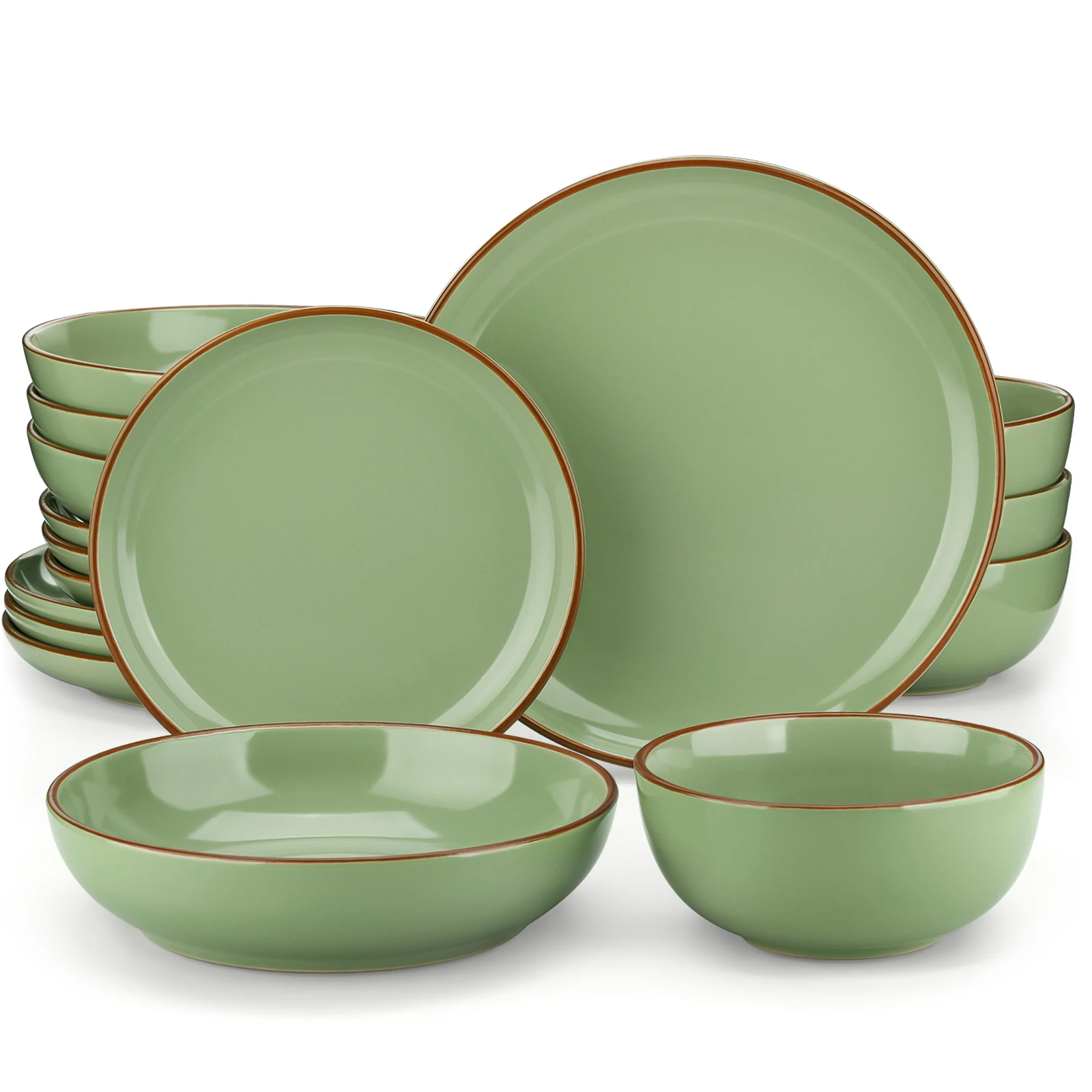 

VANCASSO NYMPH 16/32 Pcs Forest Solid Color Glazed Ceramic Tableware Set with Dinner/Dessert/Soup Plate/Bowl For 4/8 Person