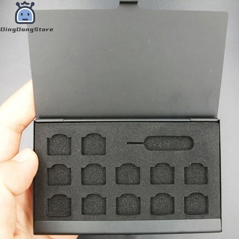 12-Slots-NANO+1-Slot-Card-Pin Aluminum Portable SIM Micro Pin SIM Card Nano Memory Card Storage Box Case Protector Holder